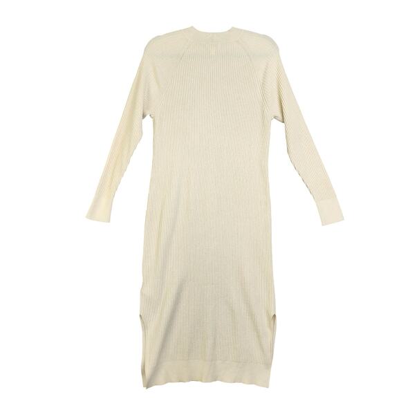 The Drop Womens Renata Rib Midi Dress Size Medium Cream Ribbed Sweater Dress - Picture 6 of 9